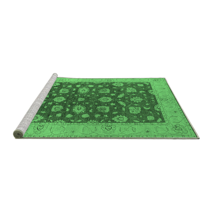 Sideview of Machine Washable Oriental Emerald Green Industrial Area Rugs, wshurb935emgrn