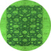 Round Oriental Green Industrial Rug, urb935grn