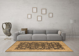 Machine Washable Oriental Brown Industrial Rug in a Living Room,, wshurb935brn