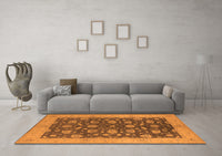 Machine Washable Oriental Orange Industrial Rug, wshurb935org