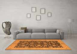 Machine Washable Oriental Orange Industrial Area Rugs in a Living Room, wshurb935org