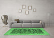 Machine Washable Oriental Emerald Green Industrial Area Rugs in a Living Room,, wshurb935emgrn