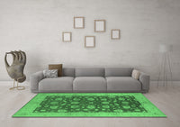 Machine Washable Oriental Emerald Green Industrial Rug, wshurb935emgrn