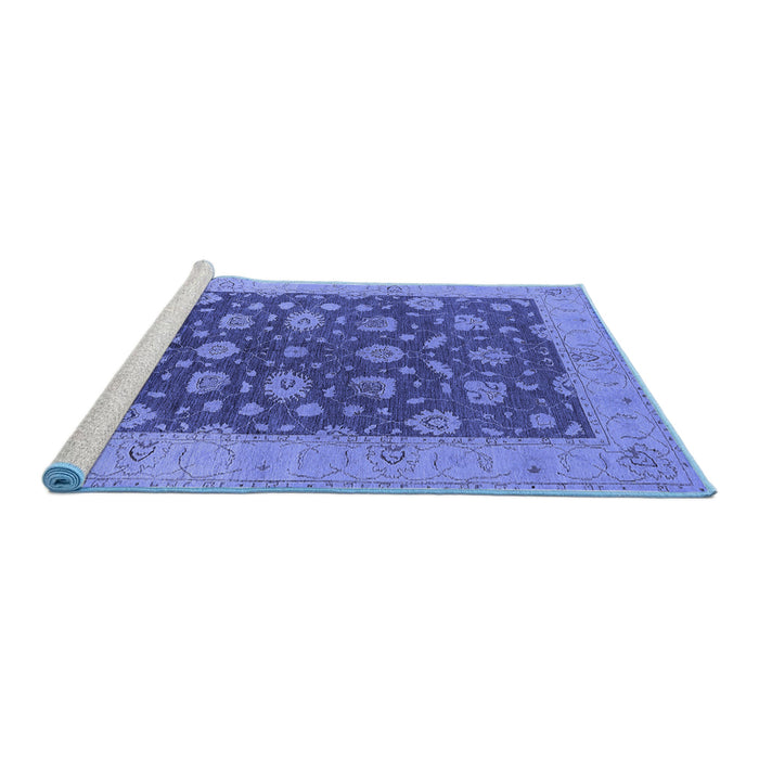 Sideview of Machine Washable Oriental Blue Industrial Rug, wshurb935blu