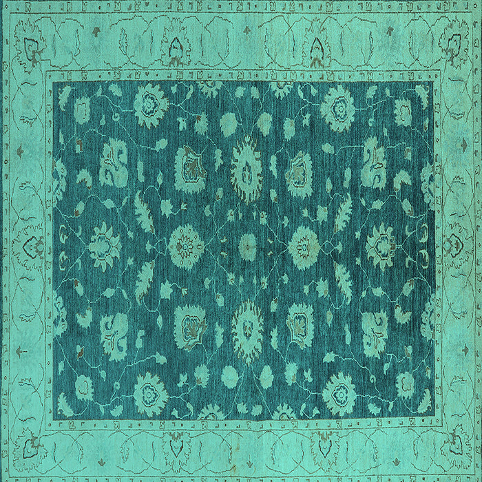 Square Oriental Turquoise Industrial Rug, urb935turq