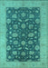 Machine Washable Oriental Turquoise Industrial Area Rugs, wshurb935turq