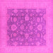 Square Machine Washable Oriental Pink Industrial Rug, wshurb936pnk