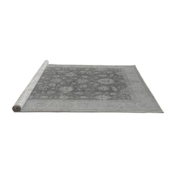Sideview of Machine Washable Oriental Gray Industrial Rug, wshurb936gry