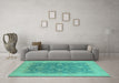 Machine Washable Oriental Turquoise Industrial Area Rugs in a Living Room,, wshurb936turq