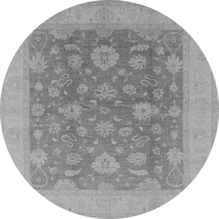 Round Machine Washable Oriental Gray Industrial Rug, wshurb936gry