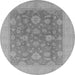 Round Machine Washable Oriental Gray Industrial Rug, wshurb936gry