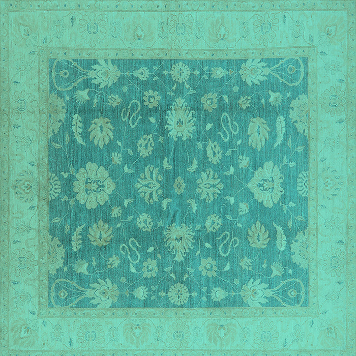 Square Oriental Turquoise Industrial Rug, urb936turq