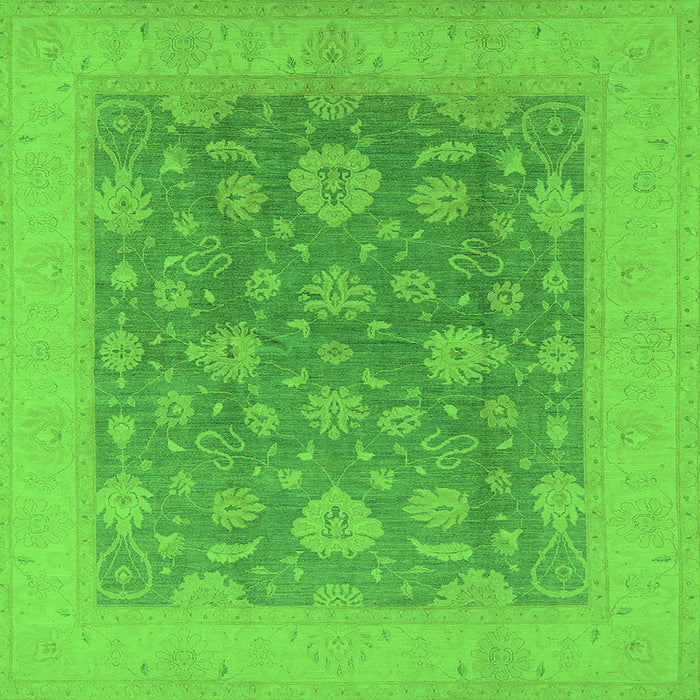 Square Machine Washable Oriental Green Industrial Area Rugs, wshurb936grn