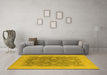 Machine Washable Oriental Yellow Industrial Rug in a Living Room, wshurb936yw