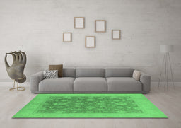 Machine Washable Oriental Emerald Green Industrial Area Rugs in a Living Room,, wshurb936emgrn