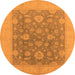 Round Machine Washable Oriental Orange Industrial Area Rugs, wshurb936org