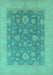 Machine Washable Oriental Turquoise Industrial Area Rugs, wshurb936turq