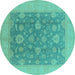 Round Oriental Turquoise Industrial Rug, urb936turq