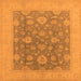 Square Machine Washable Oriental Orange Industrial Area Rugs, wshurb936org