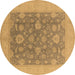 Round Oriental Brown Industrial Rug, urb936brn