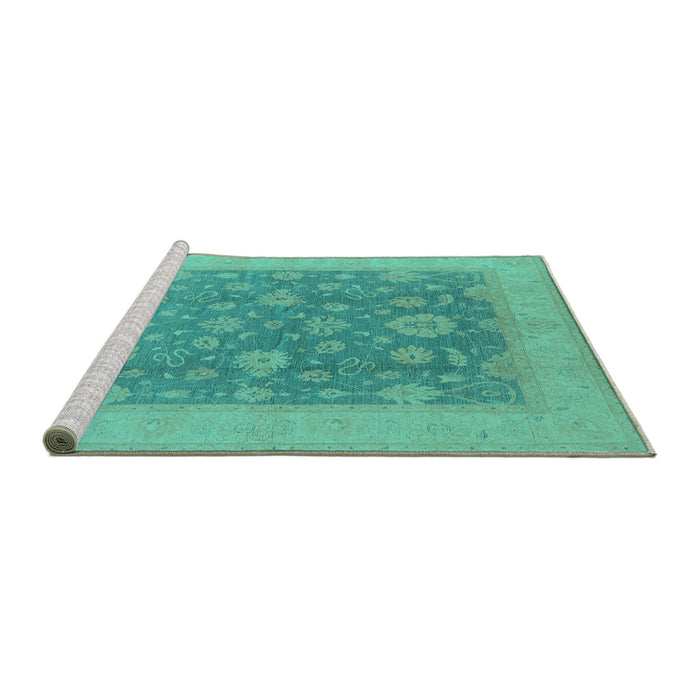 Sideview of Machine Washable Oriental Turquoise Industrial Area Rugs, wshurb936turq