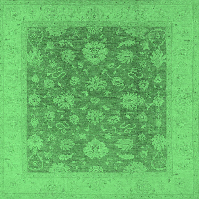 Square Machine Washable Oriental Emerald Green Industrial Area Rugs, wshurb936emgrn