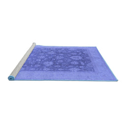 Sideview of Machine Washable Oriental Blue Industrial Rug, wshurb936blu