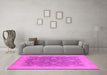 Machine Washable Oriental Pink Industrial Rug in a Living Room, wshurb936pnk