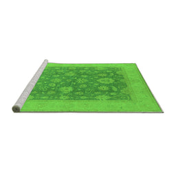 Sideview of Machine Washable Oriental Green Industrial Area Rugs, wshurb936grn