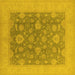 Square Machine Washable Oriental Yellow Industrial Rug, wshurb936yw