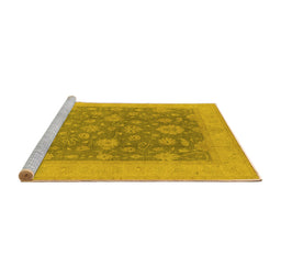 Sideview of Machine Washable Oriental Yellow Industrial Rug, wshurb936yw