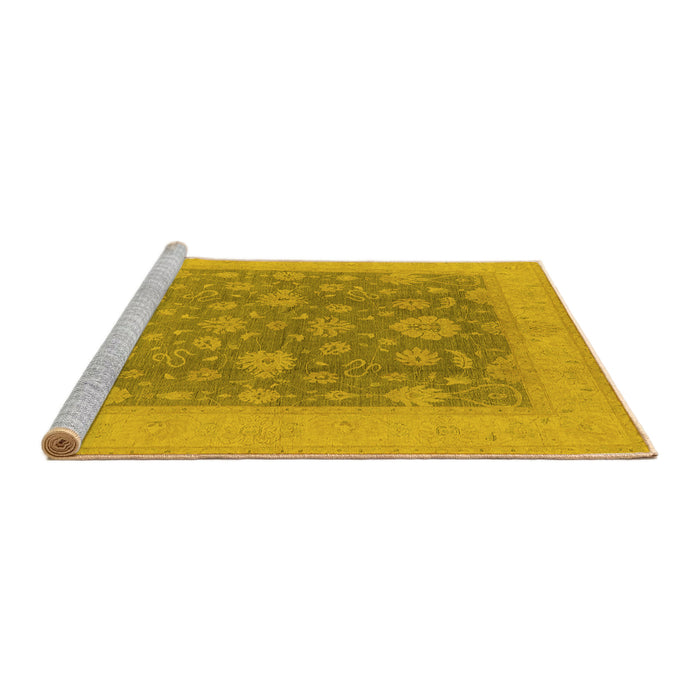 Sideview of Machine Washable Oriental Yellow Industrial Rug, wshurb936yw