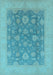 Machine Washable Oriental Light Blue Industrial Rug, wshurb936lblu