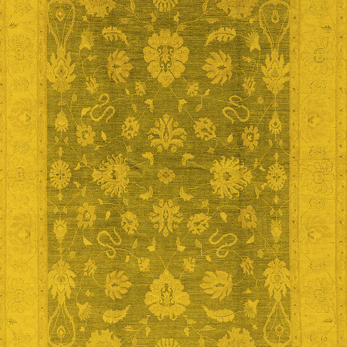 Machine Washable Oriental Yellow Industrial Rug, wshurb936yw