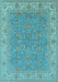 Machine Washable Oriental Light Blue Industrial Rug, wshurb937lblu