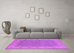 Machine Washable Oriental Purple Industrial Area Rugs in a Living Room, wshurb937pur