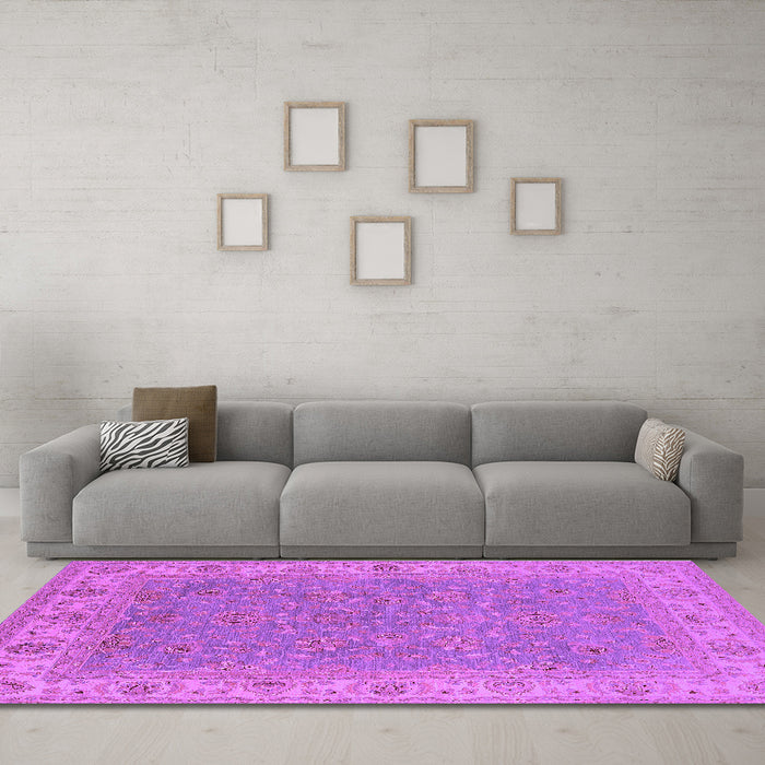 Machine Washable Oriental Purple Industrial Area Rugs in a Living Room, wshurb937pur