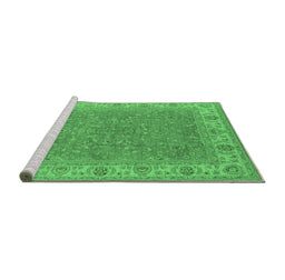 Sideview of Machine Washable Oriental Emerald Green Industrial Area Rugs, wshurb937emgrn