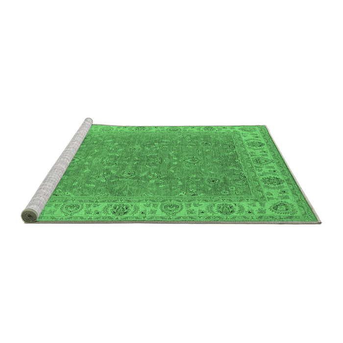 Sideview of Machine Washable Oriental Emerald Green Industrial Area Rugs, wshurb937emgrn