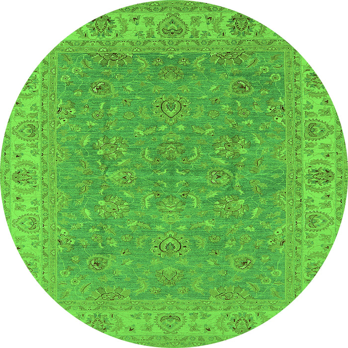 Round Oriental Green Industrial Rug, urb937grn