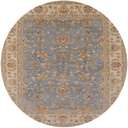 Round Mid-Century Modern Dark Almond Brown Oriental Rug, urb937