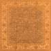 Square Machine Washable Oriental Orange Industrial Area Rugs, wshurb937org