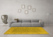 Machine Washable Oriental Yellow Industrial Rug in a Living Room, wshurb937yw