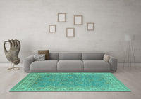 Machine Washable Oriental Turquoise Industrial Rug, wshurb937turq