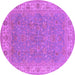 Round Oriental Purple Industrial Rug, urb937pur