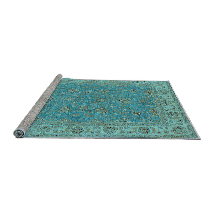 Sideview of Machine Washable Oriental Light Blue Industrial Rug, wshurb937lblu