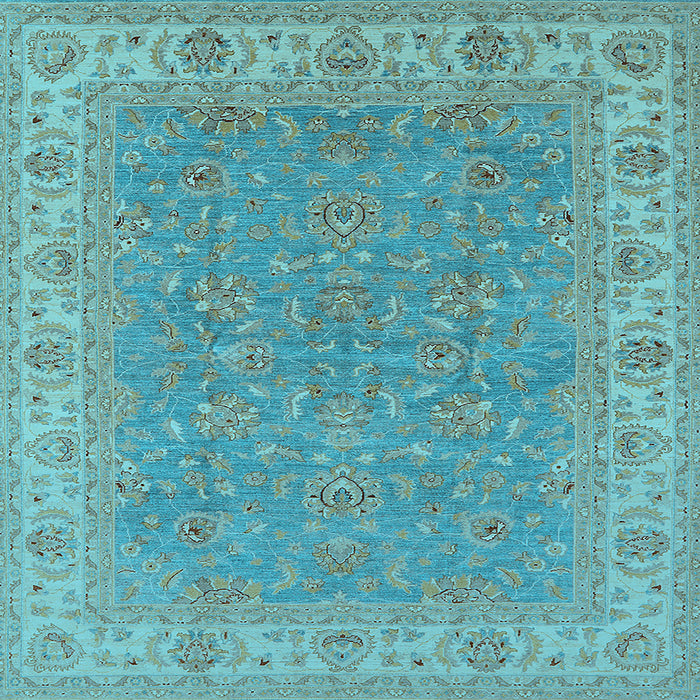 Square Machine Washable Oriental Light Blue Industrial Rug, wshurb937lblu