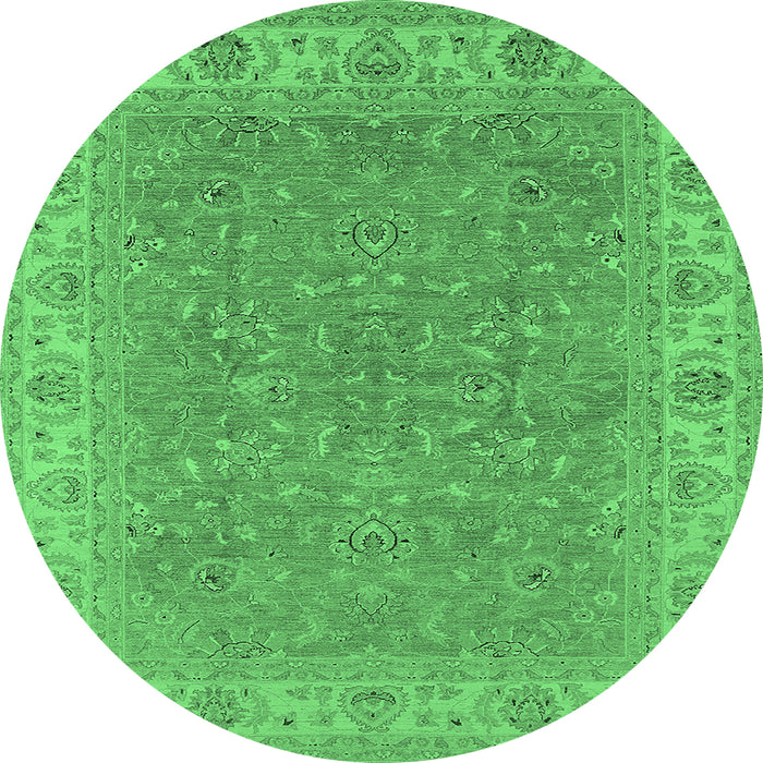 Round Oriental Emerald Green Industrial Rug, urb937emgrn