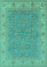 Machine Washable Oriental Turquoise Industrial Area Rugs, wshurb937turq