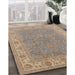 Mid-Century Modern Dark Almond Brown Oriental Rug in Family Room, urb937